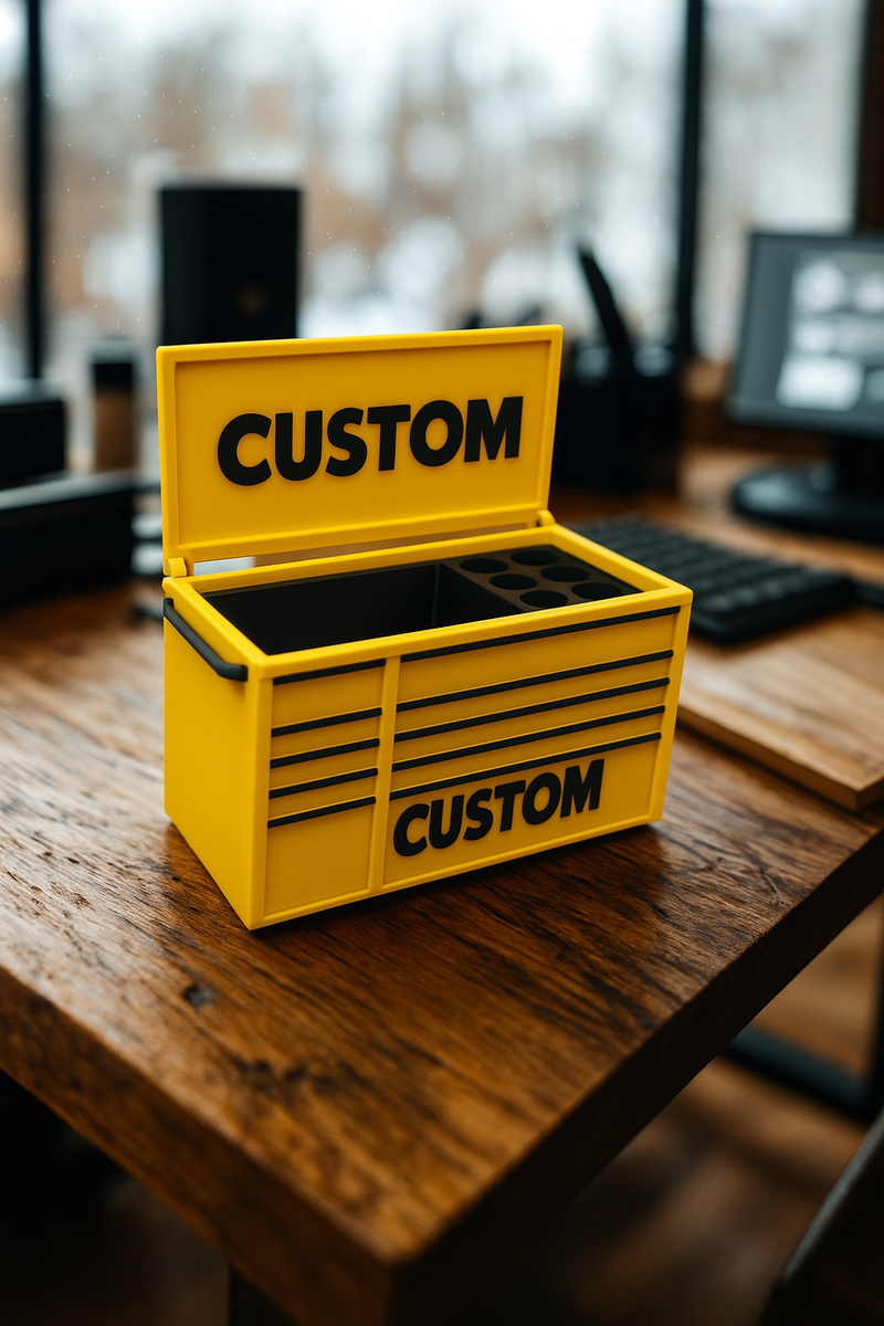 Mini tool chest pen holder with custom text, Australian made – photo 3