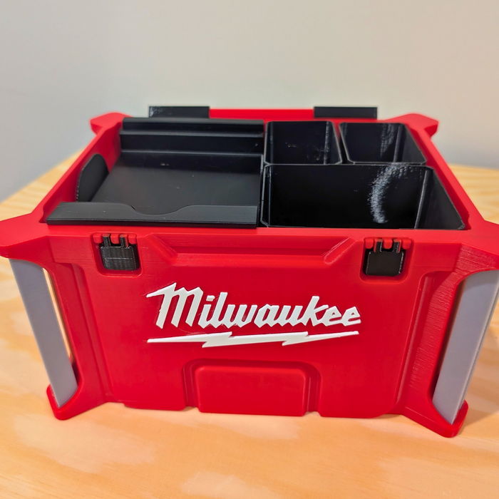 Milwaukee Packout Style Desk Organizer | Desk Caddy with Inserts & Lid | 3D Printed in PETG