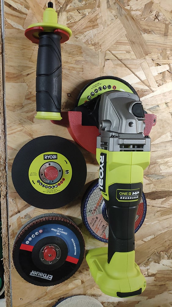 Ryobi 125mm angle grinder wall holder, Australian made 3D printed PETG tool storage