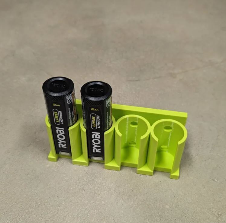 Ryobi USB Lithium battery holder wall mount, Australian made 3D printed battery storage