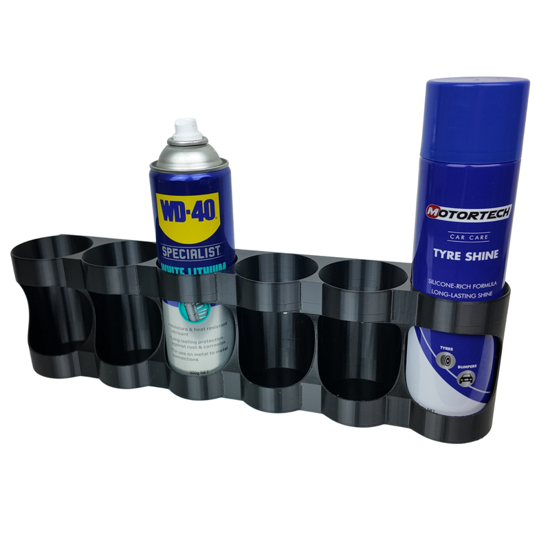 Side view of the spray can wall mount holder showing slot depth