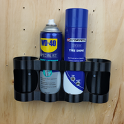 Angled view of the 4-slot spray can wall holder