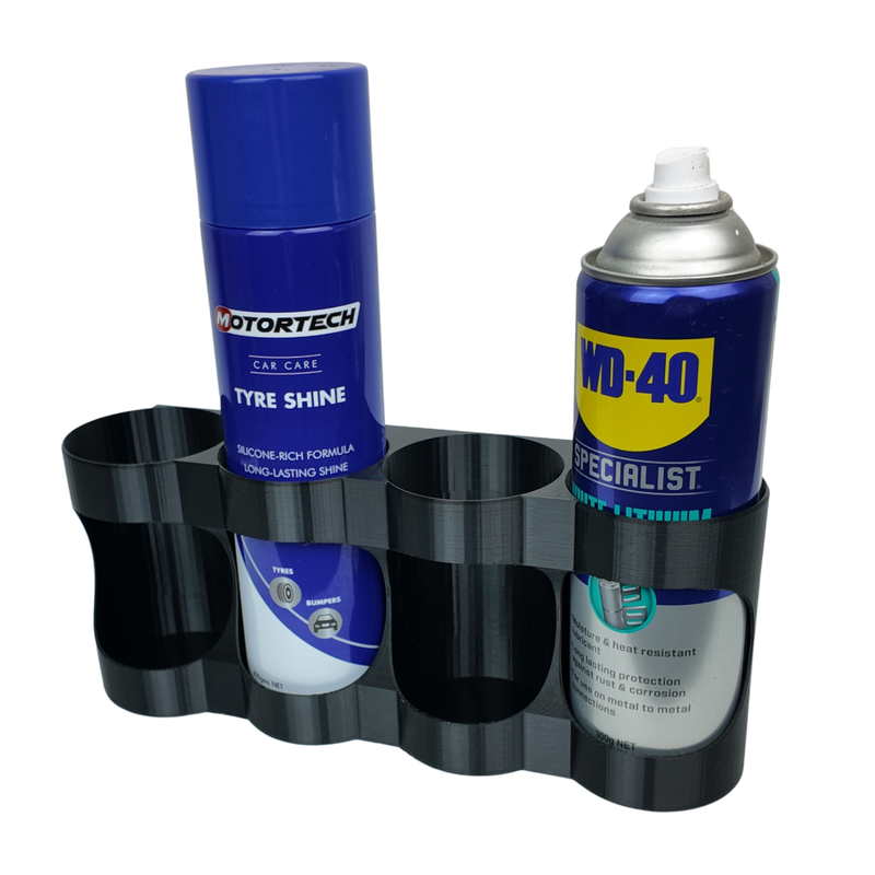 Close-up of a 70mm aerosol can slot in the spray can wall holder