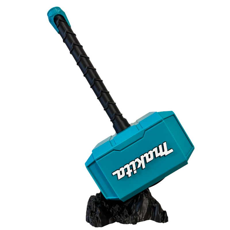Teal tool inspired Thor hammer display prop – photo 2