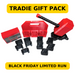 Red toolbox and accessories with 'Tradie Gift Pack' and 'Black Friday Limited Run' text on a white background.