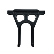 Wall mount for a Milwaukee M18 whipper snipper power head, black bracket viewed from above.