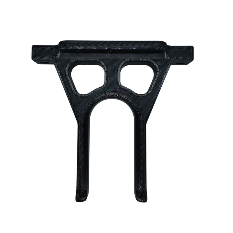 Wall mount for a Milwaukee M18 whipper snipper power head, black bracket viewed from above.