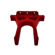 Wall mount for a Milwaukee M18 whipper snipper power head, red bracket viewed from the front.