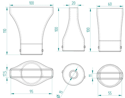 Triple Blower Nozzle Pack for Makita Blower DUB185 & DUB186 - Car Drying